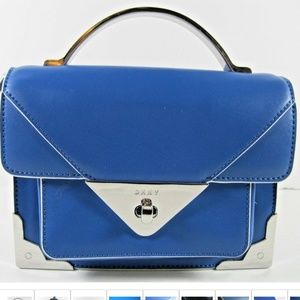 DKNY Blue White Silver Crossbody Top Handle Handbag